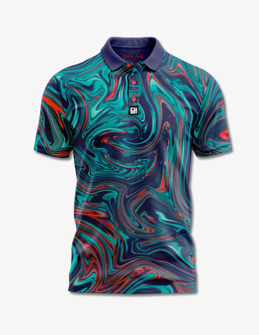 Ink Spill Polo Golf Polo Greater Half S Turquoise